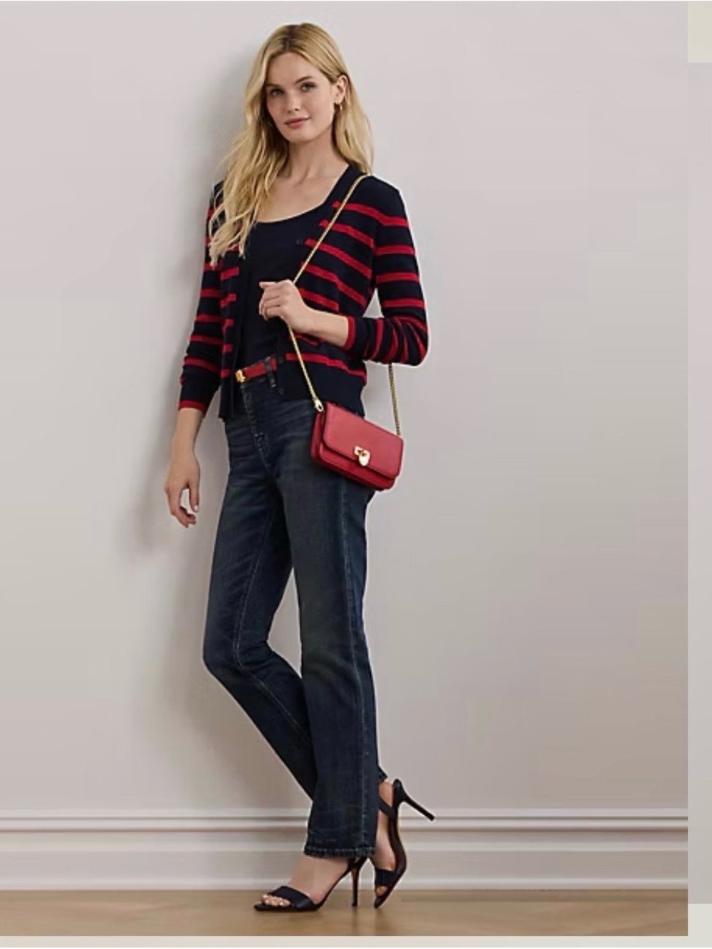NWT Ralph Lauren women Striped Cotton-Blend Cardigan size S